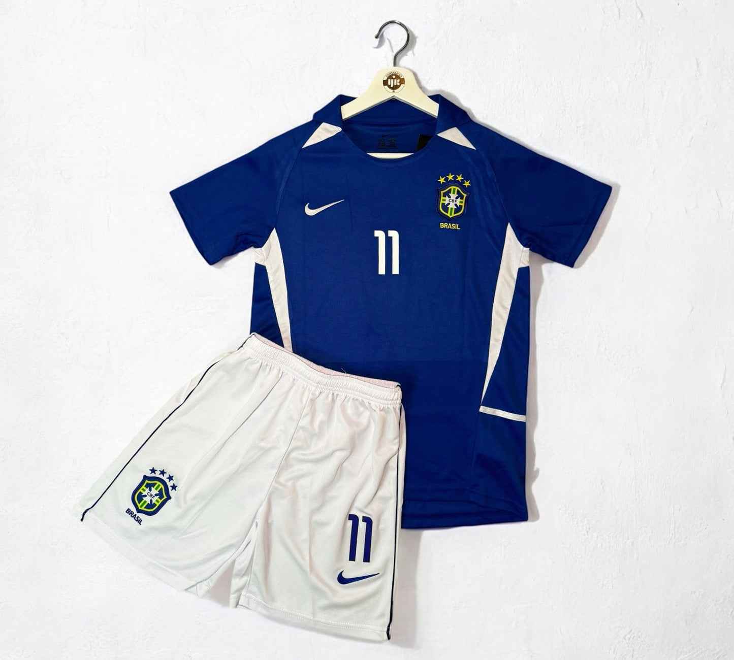 YK Kids Ronaldinho Brazil 2002 World Cup Away Kit
